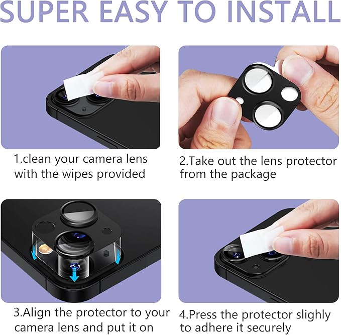 2 Pack Camera Lens Protector for iPhone 14 / iPhone 14 Plus,[Not Easy to Breakn ] AR Tempered Glass Strong Adsorption Metal Camera Cover Screen- silvery