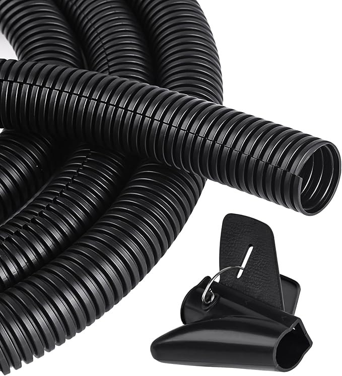 CrocSee 10ft - 3/4 inch Flame Retardant Split Wire Loom Tubing with Installation Tool - Flexible Wire Covers Cord Protectors - Black