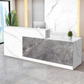 Reception Desk with Counter Modern Checkout Counter with Lockable Drawer Keyboard Tray Receptionist Desk for Office Salon Reception Table F Right 63inch/160cm