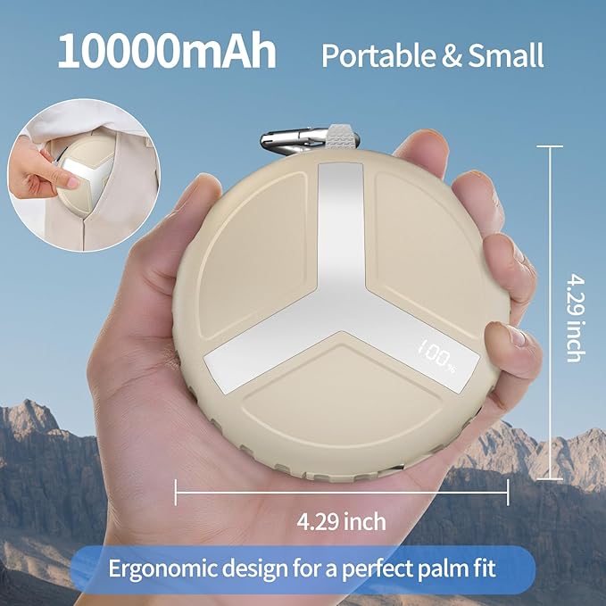 Vivilumens Power Bank Portable Charger 10,000mAh Retractable 25.5 in Built-in Cable Fast Charging Battery Pack USB-C for iPhones Galaxy Laptop with Flashlight&Carabiner for Camping Backpacking Travel