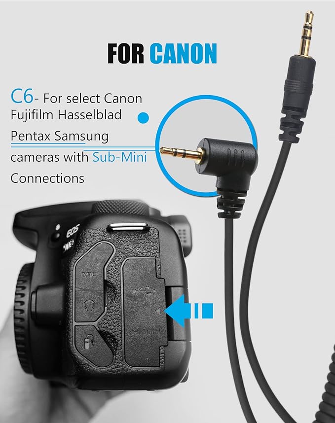 Wireless Timer Shutter Release Compatible with Canon Cameras, AODELAN Intervalometer Remote Control for R6 R 60D 70D 80D 600D M6 T6i; Replaces Canon RS-60E3, Fujifilm RR-100 and Olympus RM-CB2
