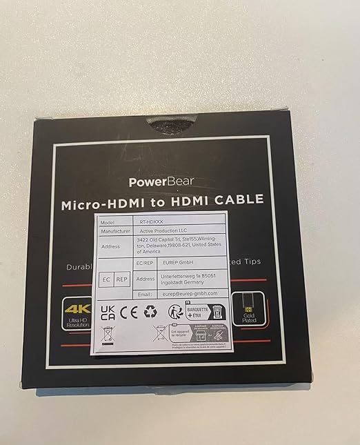 PowerBear 4K HDMI Cable 20 ft | High Speed Hdmi Cables, Braided Nylon & Gold Connectors, 4K @ 60Hz, Ultra HD, 2K, 1080P, ARC & CL3 Rated | for Laptop, Monitor, PS5, PS4, Xbox One, Fire TV, & More