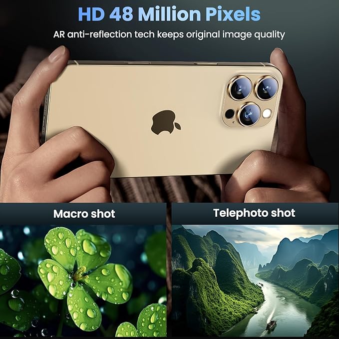 Uyiton Compatible with iPhone 16 Pro/iPhone 16 Pro Max Camera Lens Protector - [Not Easy to Break][Strong Adsorption][Case-Friendly] Metal Tempered Glass Rear Camera Screen Cover - Desert Titanium