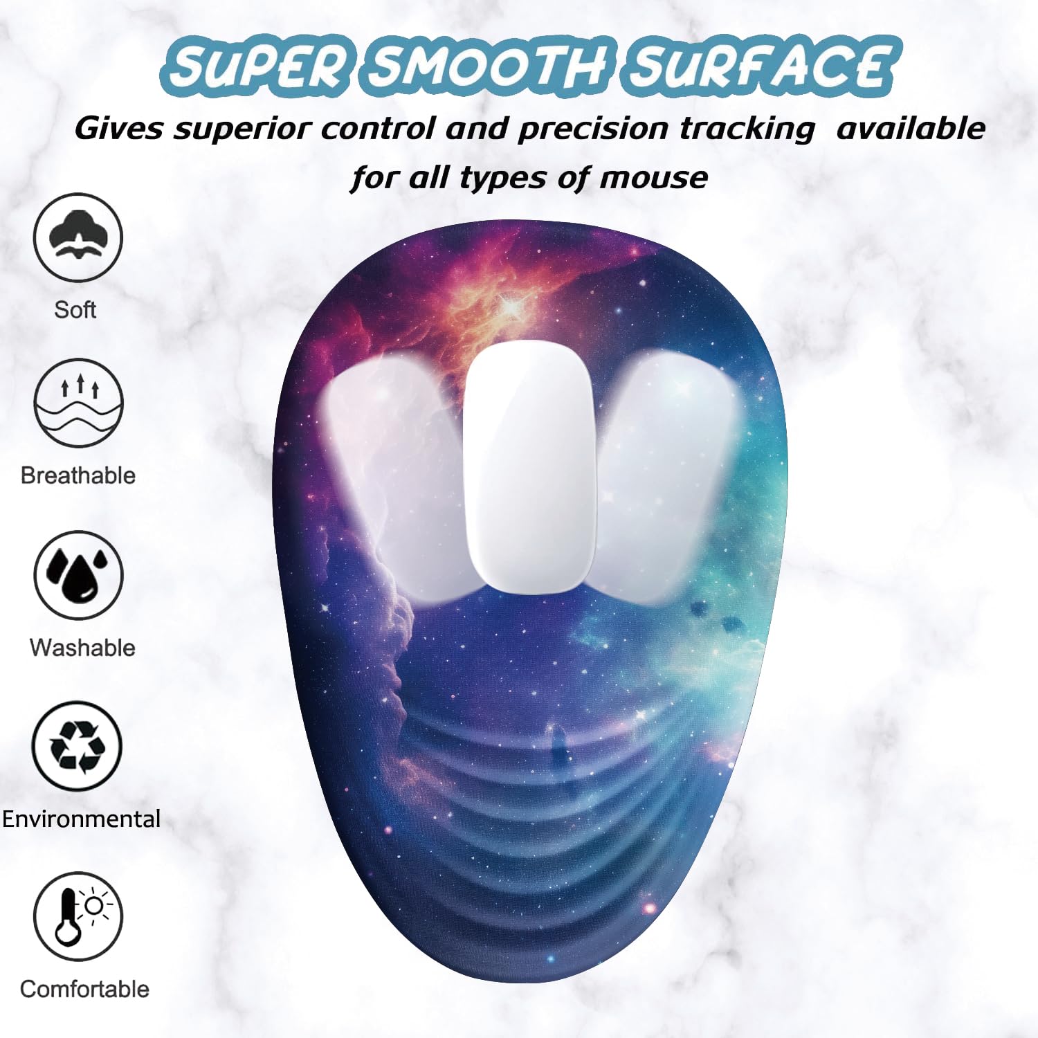 Armanza Ergonomic Mouse Pad Wrist Support, Mouse Pad with Wrist Rest, Entire Memory Foam & Non-Slip PU Base MousePads with Stepped-Wedge Design for Pain Relief, Desk, Office, Home, Galaxy