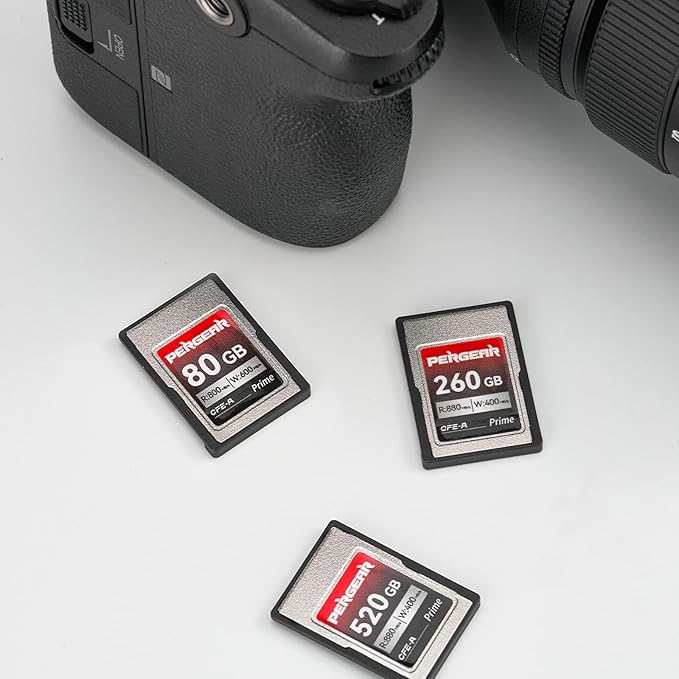 PERGEAR Professional 260GB CFexpress Type A Memory Card, Up to 880MB/s Read Speed & 900MB/s Write Speed for 4K 120P,8K 30P Recording Video/Photo, Compatible for Sony Alpha Sony FX Cameras