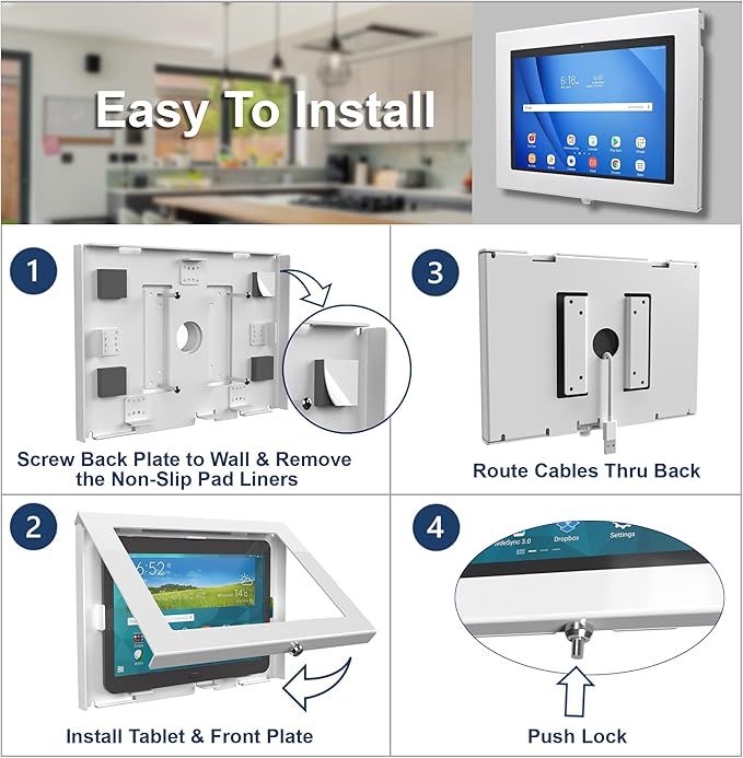 TABcare Locking Anti-Theft Metal Case for Samsung Galaxy TAB 11" 12" Tablet for Kiosk, POS, Store, Show Display, Time Clock (TAB Pro 12.2, White)