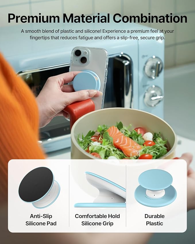 Sinjimoru for MagSafe Phone Grip, Soft Silicone Magnetic Finger Grip for iPhone 16/15/14/13/12, Comfortable One-Touch Holding, M-Tap Tok Lavender