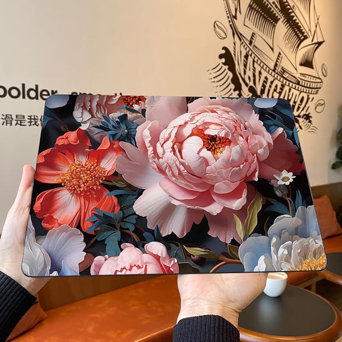 Teryeefi Compatible with A2681 A3113 A3240 MacBook Air 13.6 inch Case M2 M3 M4 Release 2022 2023 2024 2025,Design Slim Cover+Keyboard Cover+OTG Adapter for 13.6 inch MacBook Air, Colorful Peonies