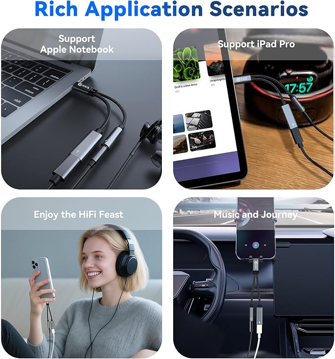 USB Type C to 3.5mm Headphone and Charger Adapter,2 in 1 USB C to Aux Audio Jack Hi-Res DAC with Charging for Earphones,Compatible with Samsung Galaxy S25/S24/S23/S22+(USB-3.5MM, 5Pack)