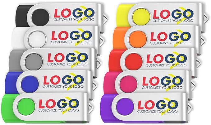 ABLAZE Personalized USB 32GB Flash Drive 10 Pack, USB 2.0 Custom Thumb Drives Personalized Pendrive Memory Stick (Mixcolors)