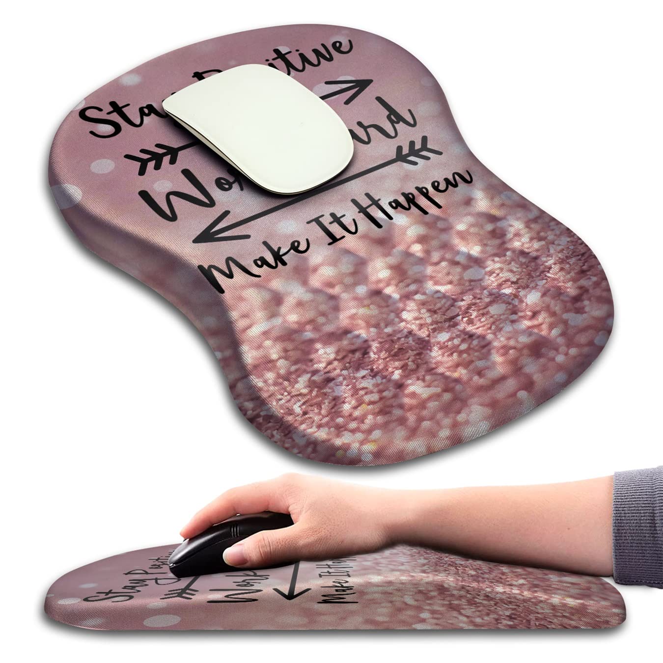 KUOSGM Mouse Pad Wrist Support, Ergonomic Mouse Pad with Massage Dot, Comfortable Computer Mouse Pad for Laptop, Wrist Rest Pain Relief Mousepad with Non-Slip PU Base for Office & Home, 12 x 8 in
