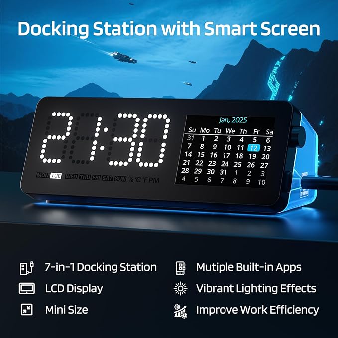LTC Laptop Docking Station, 7-in-1 USB C Hub with Screen, Multiple Built-in Apps, Multiport Adapter with HDMI 4K@60Hz, 90W Power Delivery, USBC & USBA Data Ports, Dongle for MacBook, Dell, and More