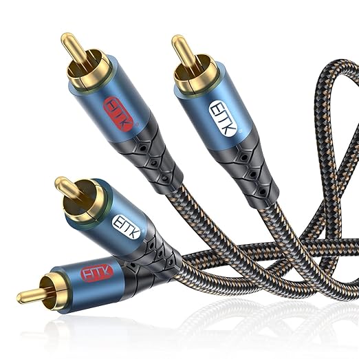 RCA Cable Subwoofer Cable 2RCA Male to 2RCA Male Stereo Audio Cable Y Splitter 24K Gold-Plated Nylon Braided Double Shielded Digital Analogue Supports Amplifiers,Home Theater,Hi-Fi System(5ft/1.5m)