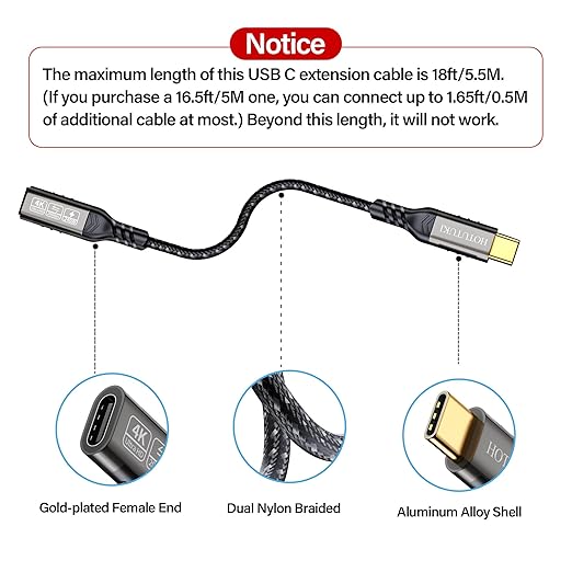 USB c Extension Cable 3.3ft, USB C 3.2 Extender Cord,USB c Male to to USB c Female Support PD 240W/5A Fast Charging, 20Gbps Sync Transfer, high Speed USB c Extension Cable