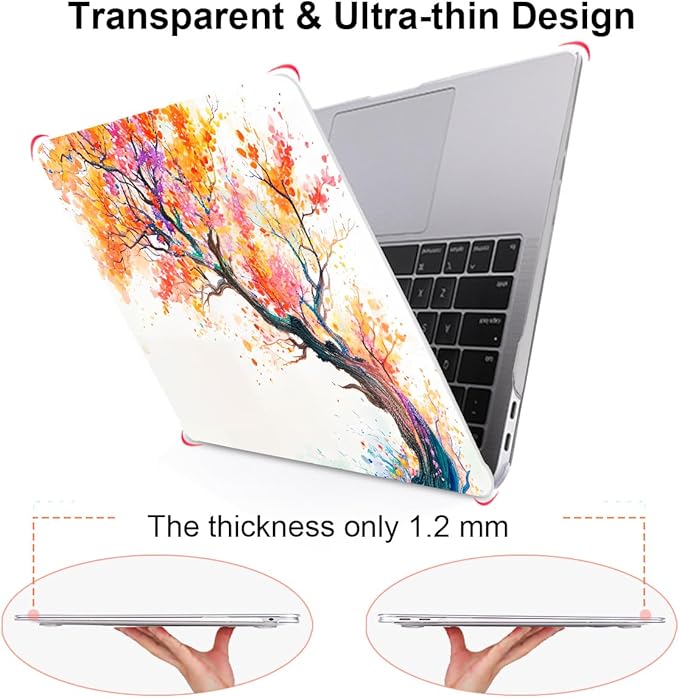 for 2020 2021 2022 MacBook Pro 13 inch Case M2 M1 A2338 A2289 A2251 with Touch Bar & Touch ID, Printed Pattern Plastic Hard Shell Keyboard Cover Screen Protector, Phoenix Tree Flowers