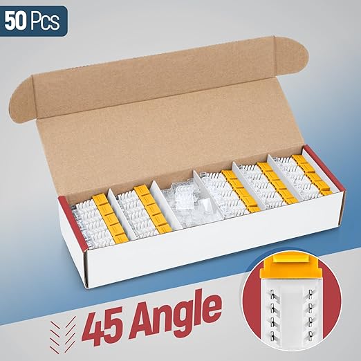 Everest 45° Angled RJ45 Cat6 Keystone Jacks 50-Pack in Yellow - Slim Profile Female RJ45 Connectors - Cat 6 Keystone Jack - Compatible with 45° Angled Speed Termination Tool - 45Term (B0BL3GS7ZY)