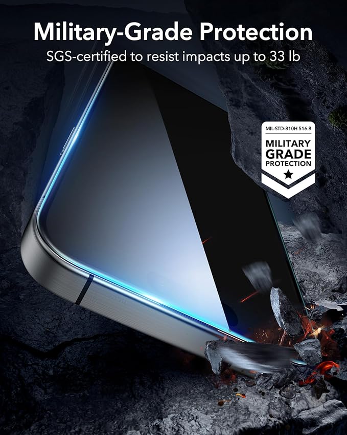 ESR 3 Pack for iPhone 16 Pro Screen Protector, [9H Hardness] [Military Grade Shatterproof] Tempered Glass Film with Flawless Fit Tray, HD Clear, Scratch Resistant