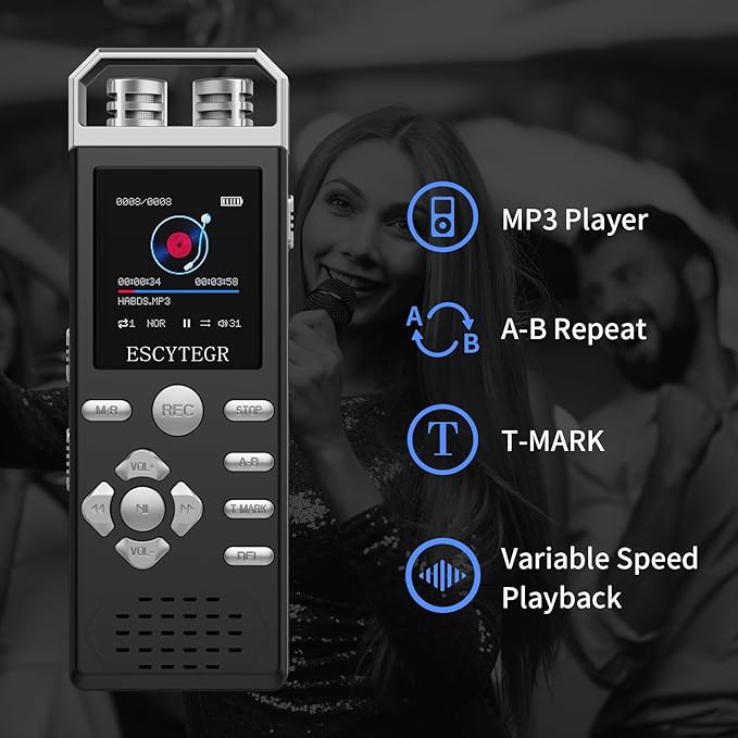 144GB Digital Voice Activated Recorder 1536KBPS Audio Voice Recorder with Playback Recording Device Dictaphone Sound Tape Recorder with Password Protection for Lectures,Meetings