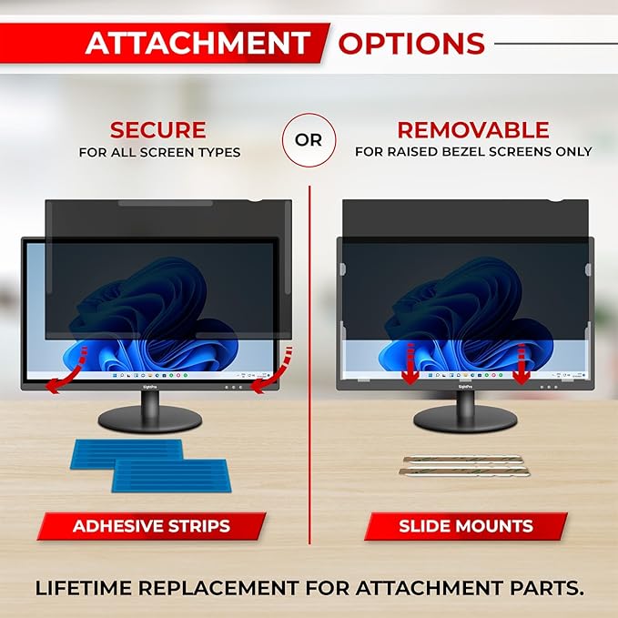 22 Inch 16:10 Computer Privacy Screen Filter for Monitor - Privacy Shield and Anti-Glare Protector