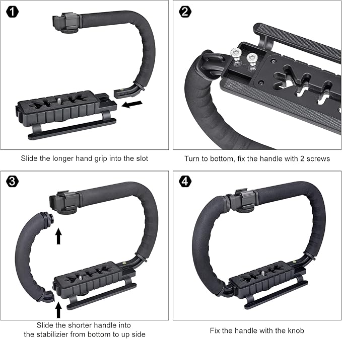 3-Shoe DSLR/Mirrorless/Action Camera Camcorder Phone Stabilizer Expansion Cage Mount Moviemaking Holder Rig YouTube Tiktok Vlogging Video Kit Compatible with GoPro Canon Nikon Sony iPhone Android