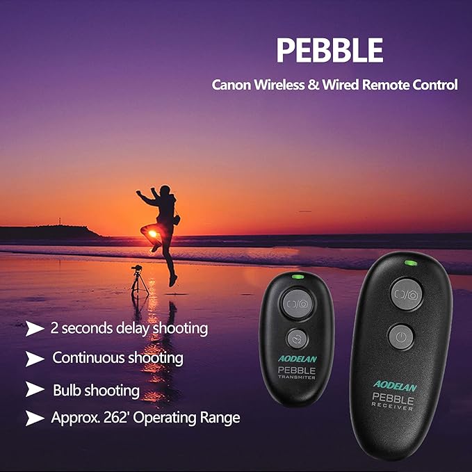 AODELAN Wireless Shutter Release for Canon T7, T7i,EOS RP, T6, 5D Mark IV, T3i, SL1, T3, 1300D,6D, T5,T2i, for Fujifilm X-T3 Replace Canon RS-60E3 and RS-80N3 Remote Switch