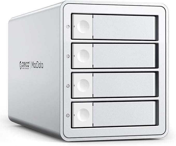 ORICO 4Bay RAID External Hard Drive Enclosure USB3.0 for 2.5/3.5 Inch SATA HDD/SSD up to 5X 22TB Supports RAID 0/1/3/5/10/JBOD/Clone/ClearMode -9948RU3