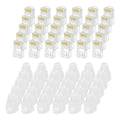 MECCANIXITY 100pcs Cat6 RJ45 Pass Through Connectors, RJ45 Connector 8P8C Gold Plated Plugs with 100pcs White Strain Relief Boots for Solid or Stranded UTP Ethernet Cable, 1.1mm