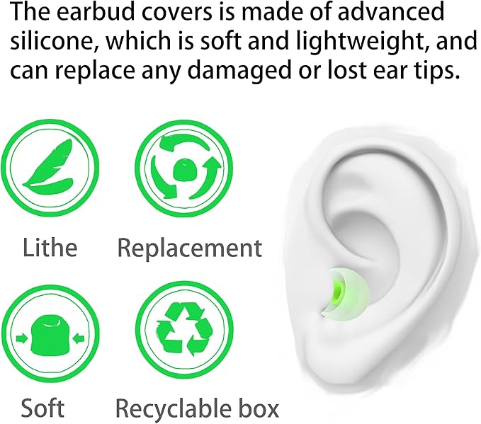 Silicone Earbud Tips - Fit Most In-Ear Earbuds (Inner Hole 3.8mm - 5.1mm) - 9 Pairs S M L