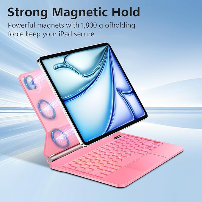 Keyboard Case for 2023 Model 12 inch iPad pro/iPad Air (4th /5th Generation) 2024 Model 12 inch iPad pro/iPad AirEasy-Set Floating Cantilever Stand Magic Magnetic Backlit-Multi-Touch Trackpad