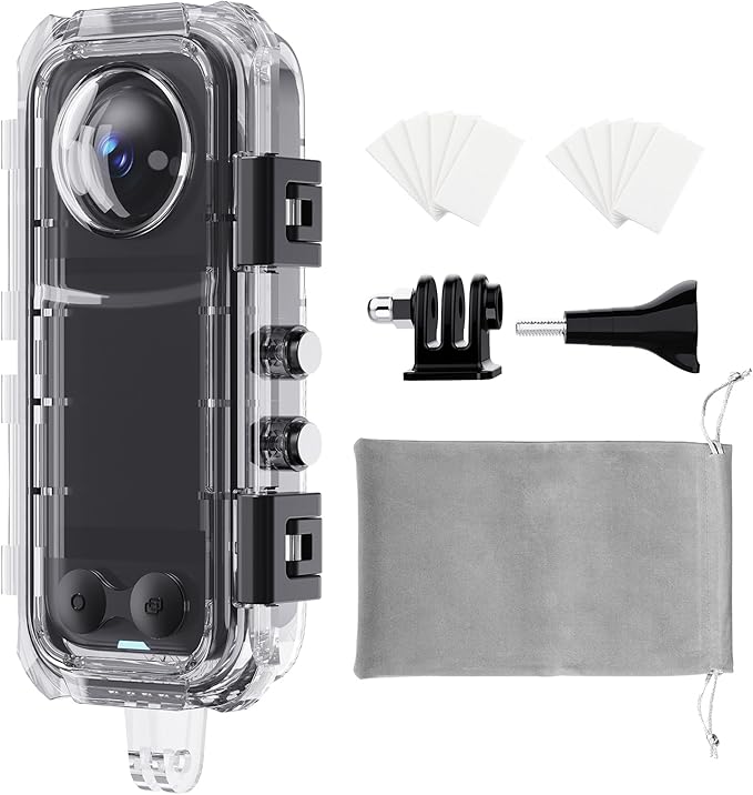 HONGDAK Invisible Dive Case for Insta360 X4, 45m/147ft Waterproof Case Protective Underwater Diving Housing Shell for Insta360 X4 with with Bracket Accessories & Anti- Fog Inserts