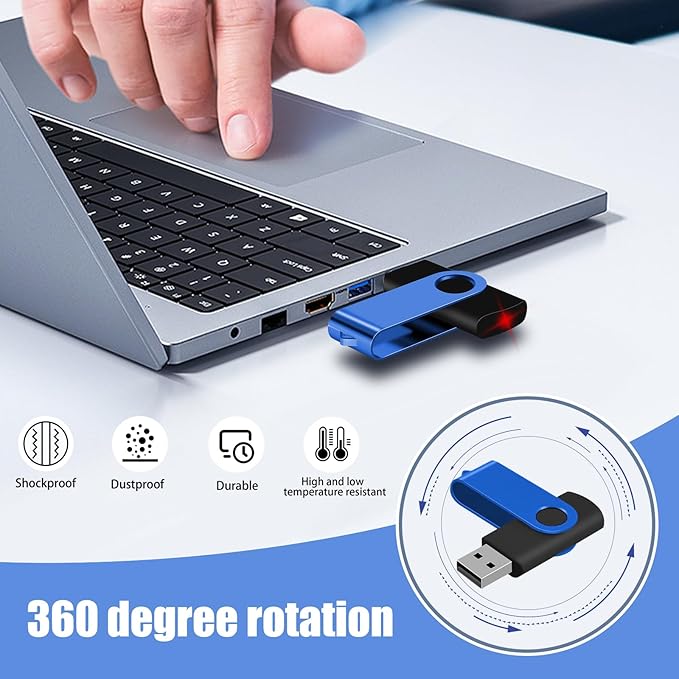 EASTBULL 16GB USB Flash Drive 20 Pack with Lanyards USB 2.0 Jump Drive Memory Sticks Blue 20PCS