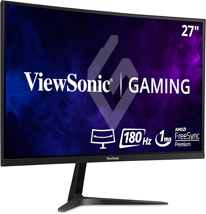 ViewSonic VX2718-PC-MHD 27 Inch Curved 1080p 1ms 180Hz Gaming Monitor with FreeSync Premium, Eye Care, HDMI and Display Port