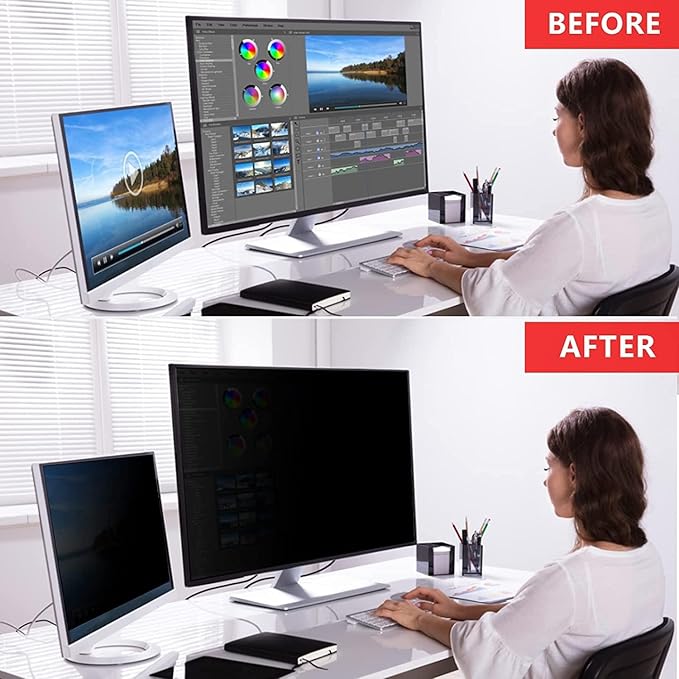 [2 Pack] Easges 21.5 Inch Computer Privacy Screen Filter for 16:9 Aspect Ratio, Eye Protection, Anti-Glare, Anti-Blue Light Computer Monitor Privacy Filter, Removable Anti-Scratch 21.5" Protector Film