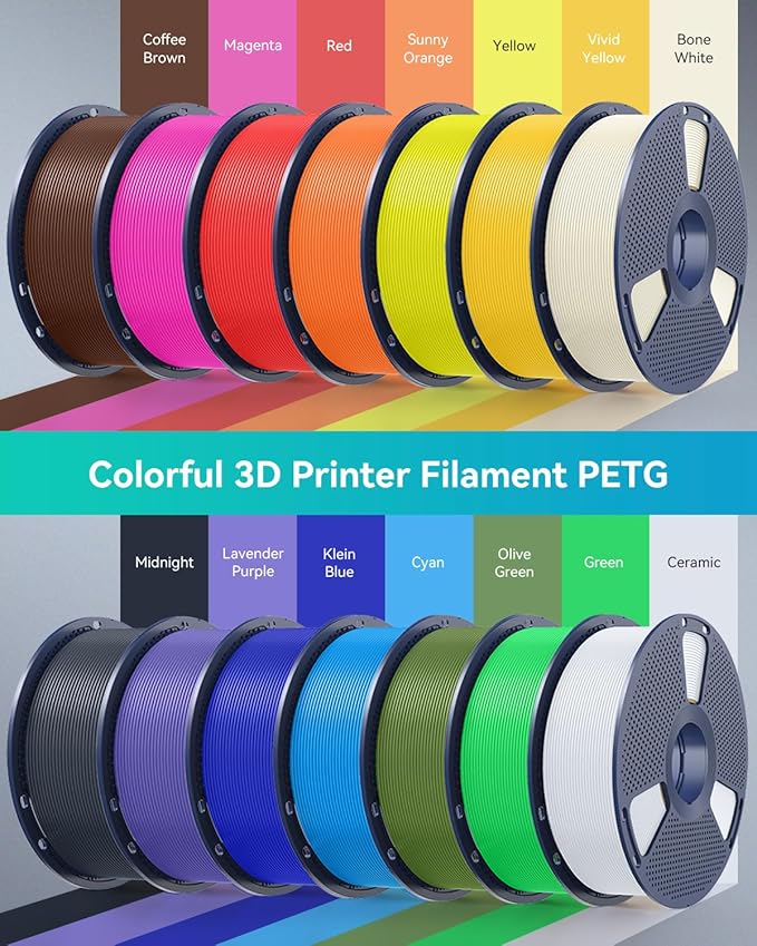 SUNLU 3D Printer Filament PETG Filament 1.75mm,Less Stringing Good Layer Adhesion High Toughness,PETG Filament 1.75 ±0.02mm, 1kg Spool(2.2lbs),Sunny Orange