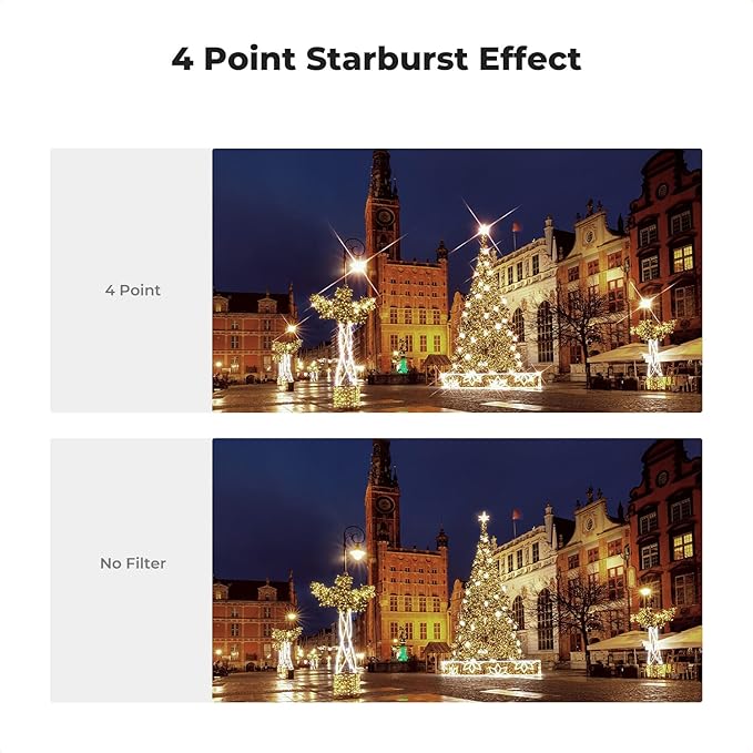 K&F CONCEPT 72mm Star Filters Kit (3pcs) 4 Points 6 Points 8 Points Cross Screen Starburst Filters Set -18 Layer Coating Ultra Slim Optical Glass Camera Lens Filter with 3 Cleaning Cloth