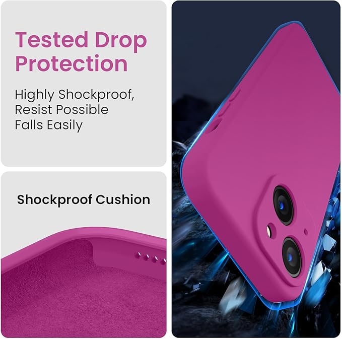 FireNova Designed for iPhone 14 Case, Silicone Upgraded [Camera Protection] Phone Case with [2 Screen Protectors], Soft Anti-Scratch Microfiber Lining Inside, 6.1 inch, Shocking Pink