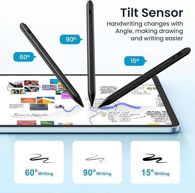 Stylus Pen for iPad(2025-2018),13 mins Fast Charge Pencil with Tilt Sensitivity and Palm Rejection for iPad A16/10/9/8/7/6,Air 13"/11"/M3/M2/5/4/3,Pro 11"/13"/12.9"/M4/M2/M1,Mini 7/6/5,Black