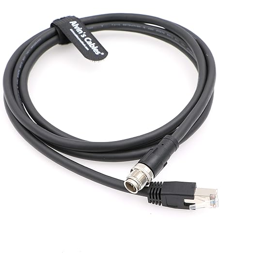 Alvin's Cables Ethernet Cable in-Sight 8200 and 8400 Series CCB-84901-2001-02 M12 X-Coded to RJ45 Industrial Camera Shielded Cord IP67 Waterproof 6.5ft/2M