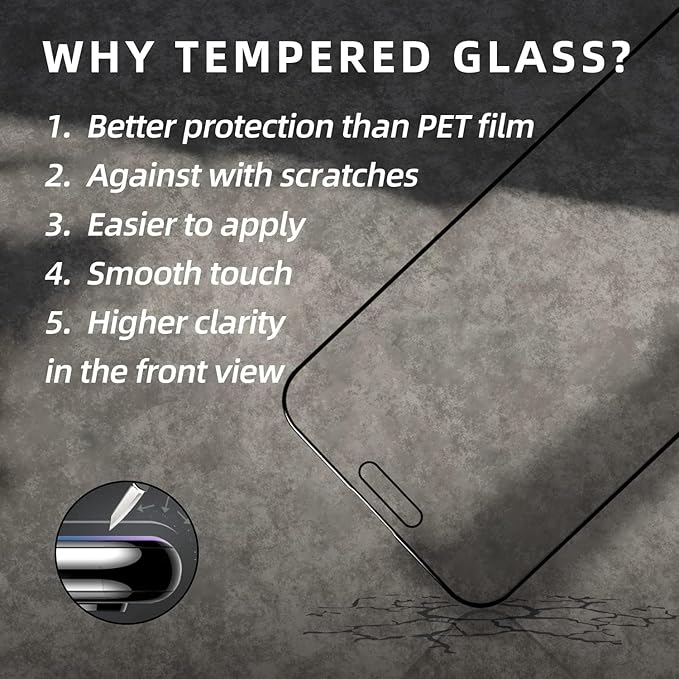 EGKimBa Privacy Screen Protector compatible with iPhone 15 Pro Max, 2 Packs, 6.7 inch Gradient Colorful Electroplated Anti-Spy Anti-Blue Light Easy Installation Tempered Glass