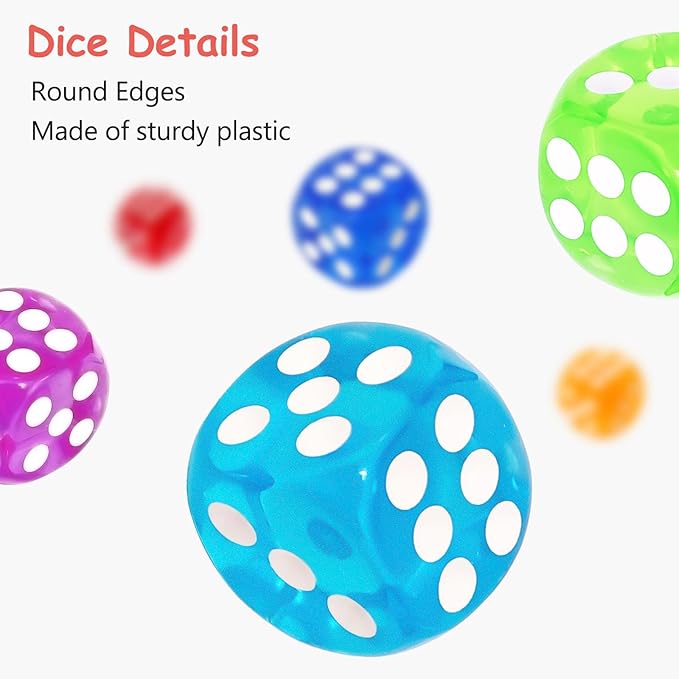 500 Pieces Colored Dice Bulk Set 14 MM 6 Sided Standard Dices for Classroom Teaching Board Game Playing and Rolling, 10 Colors