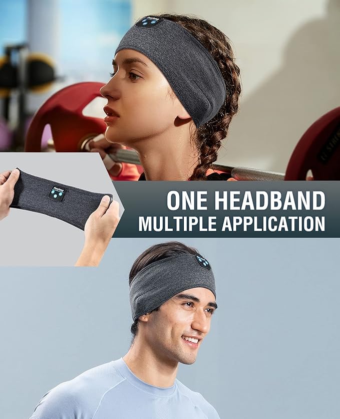Perytong New Sleep Headphones Bluetooth Headband, Wireless Soft Sleeping Headphones with Ultra-Thin Speakers Perfect for Side Sleepers, Running, Workout, Jogging, Yoga, Travel