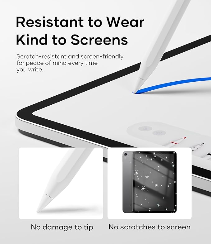 Replacement Pencil Tips for Apple Pencil Pro, Pen Tips for Apple Pencil 2nd Gen/1st Gen/USB-C, Wear-Resisting Pencil Nibs with Storage Box, Pen Nibs Set Compatible with Apple Pen (6 Pack, White)