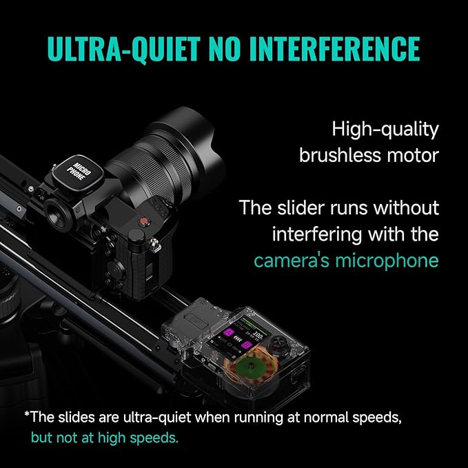 Zeapon Micro4 E500 Double Distance Motorized Camera Slider, High-Speed Low Noise Motor 10-26Lbs Payload, 27''/59cm Compact Slider with Carrying case, LCD Screen, App Control, Smooth Damping Design