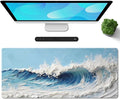 Galdas Gaming Mouse Pad XXL XL Large Long Extended Big Mousepad Non-Slip Rubber Keyboard Desk Pad with Stitched Edges for Laptop Home Office (31.5x11.8x0.08 Inch) … (Painting Waves)