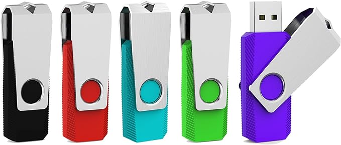 Aiibe 5 Pack 16GB USB Flash Drive 16 GB Flash Drive USB 2.0 Thumb Drive Pack Reliable Flash Disk Memory Stick USB Drives with Led Light (16G, 5 Colors: Black Red Cyan Green Purple)