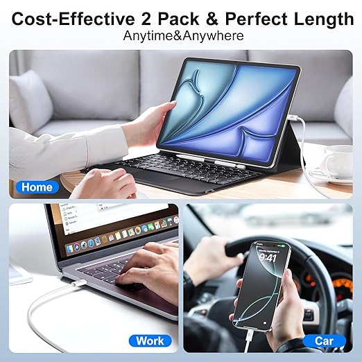 USB C to USB C Charging Cable, 2-Pack 3FT USBC to USBC Cable, 100W Nylon Braided C to C Charger Cable Fast Charging for iPhone 17 16 15 Pro Max Plus,MacBook Pro,i Pad Pro,Samsung S25/S24 Ultra,Pixel