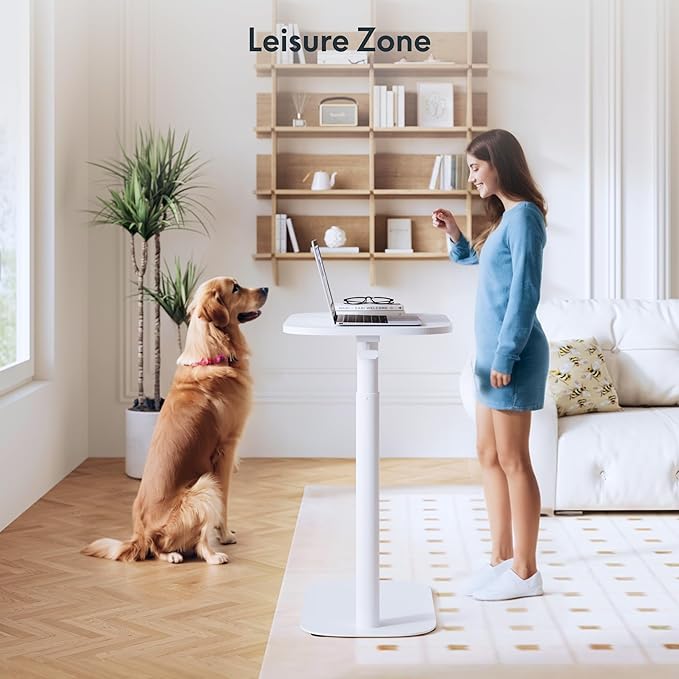 FLEXISPOT Adjustable C Table with Wheels, Mobile Snack Side End Table Sofa Couch Bedside Table Laptop Cart TV Tray Night Stand Small Space Side Table(23.6" W x 13.8" D,White)