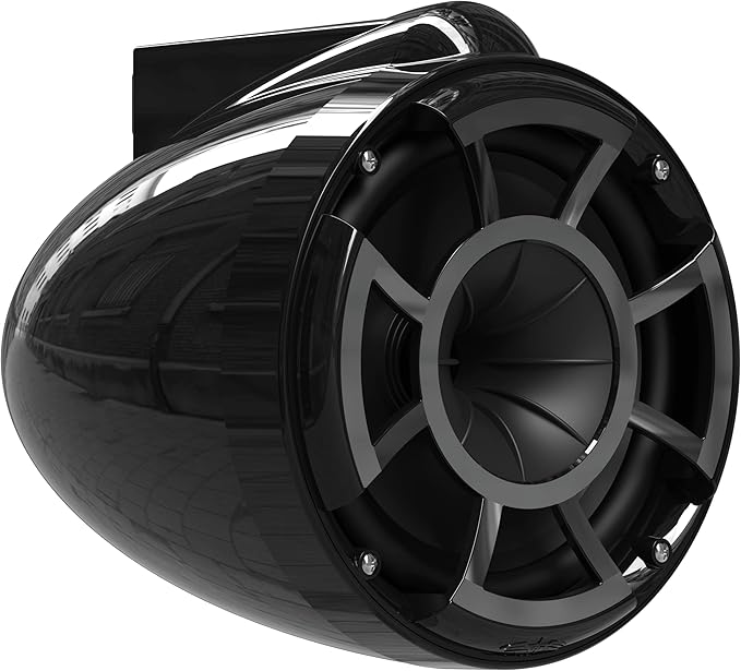 wet sounds Rev 8 Black V2 Revolution Series 8" Black Tower Speakers w/Silver Aluminum Fixed Clamp