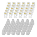 MECCANIXITY 60pcs Cat6 RJ45 Pass Through Connectors, RJ45 Connector 8P8C Gold Plated Plugs with 60pcs Light Grey Strain Relief Boots for Solid or Stranded UTP Ethernet Cable, 1.1mm