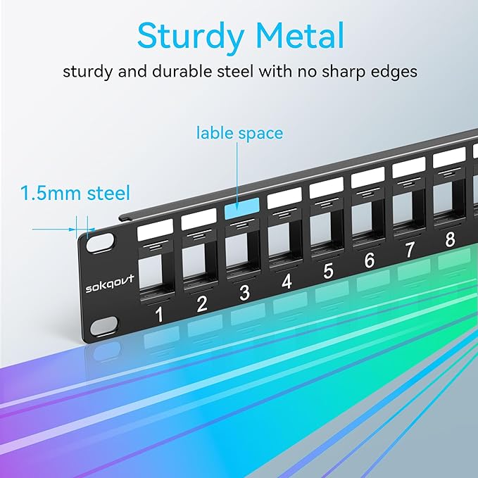 12 Port Mini Blank Keystone Patch Panel with Snap-in Design (2 Pack), Cat6 Network Patch Panel 1U 10 inch, Rack Mount Ethernet Patch Panel (for Slim Keystone Only)